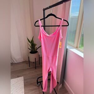 All in Motion Bright Pink Ribbed Open Back Onsie Athletic Jumpsuit XXL NWT
